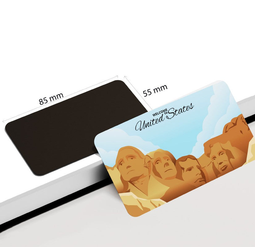 dhcrafts Rectangular Rubber Fridge Magnet / Magnetic Card Multicolor United States D2 Design Pack of 1 (8.6cm x 5.4cm)